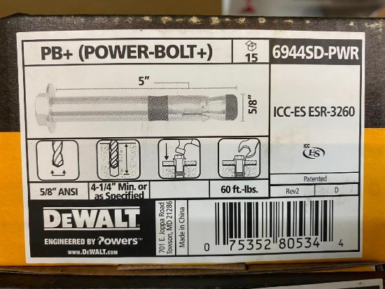 15 DEWALT POWER BOLTS