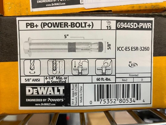 15 DEWALT POWER BOLTS