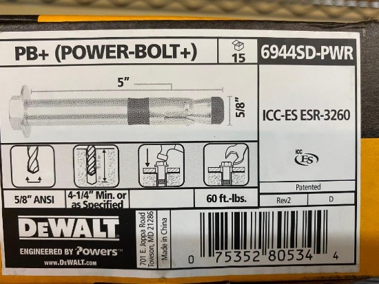 15 DEWALT POWER BOLTS