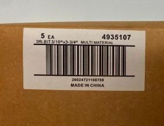5 OF 3/16 INCH MULTI-MATERIAL DRILL BITS