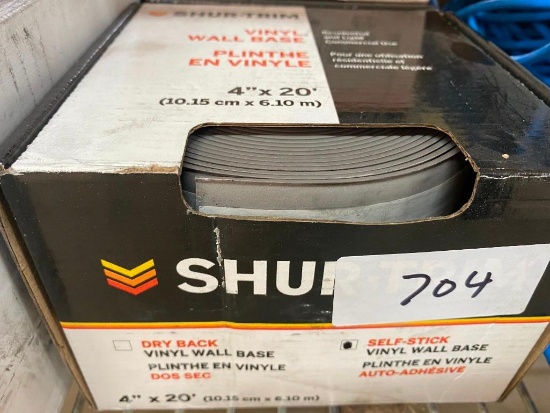 ROLL OF SHUR-TRIM VINYL WALL BASE, 4 INCH X 20 FT