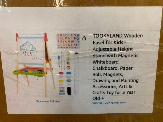 WOODEN EASEL FOR KIDS, ADJUSTABLE HEIGHT