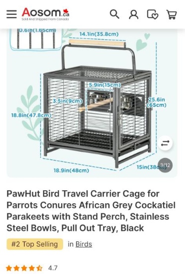 BIRD TRAVEL CARRIER CAGE