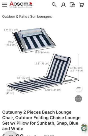 2PC BEACH FOLDING LOUNGE CHAIR