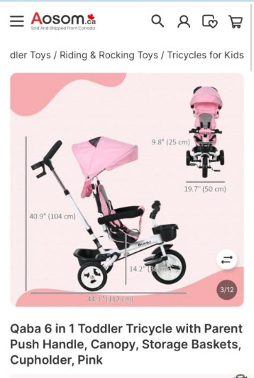 6-IN-1 TODDLER TRICYCLE-PINK