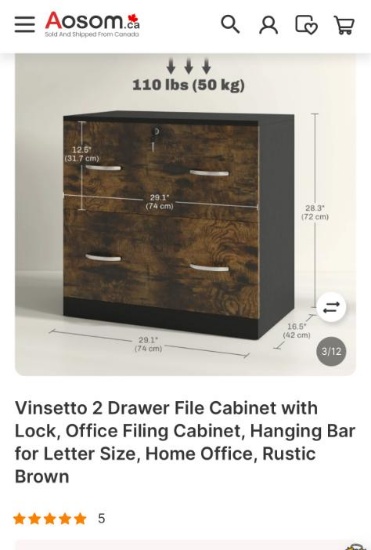 2 DRAWER FILE CABINET -RUSTIC BROWN