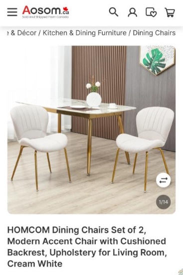 SET OF 2 CREAM WHITE UPHOLSTERED ACCENT CHAIRS