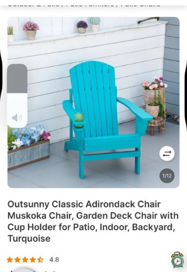 TURQUOISE CLASSIC ADIRONDACK CHAIR