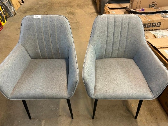 2 GREY FABRIC DINING CHAIRS OR ACCENT CHAIRS