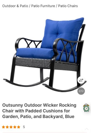 OUTDOOR WICKER ROCKING CHAIR WITH PADDED CUSHION