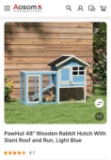 48 INCH WOODEN RABBIT HUTCH - LIGHT BLUE