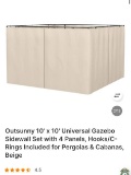 10FT X 10FT GAZEBO SIDEWALL SET WITH 4 PANELS