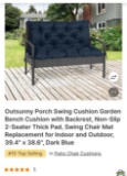 LOVE SEAT REPLACEMENT CUSHION DARK BLUE