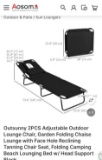 BLACK ADJUSTABLE FOLDING LOUNGE CHAIR