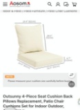 2 CUSHION REPLACEMENTS FOR PATIO CHAIR- WHITE