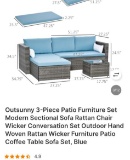 3PC PATIO FURNITURE SET WITH CUSIONS