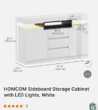 SIDEBOARD STORAGE CABINET WITH LED LIGHTS, WHITE