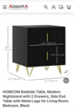 BLACK MODERN NIGHTSTAND WITH 2 DRAWERS