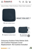 PATIO RATTAN SOFA REPLACEMENT CUSHION COVERS