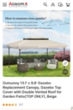 13.1 X 9.8 GAZEBO REPLACEMENT CANOPY