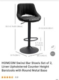 SET OF 2 SWIVEL BAR STOOLS, BLACK