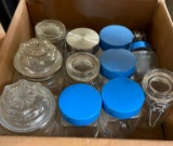 BOX OF GLASS JARS