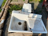 VERY GOOD CAST IRON ANTIQUE SINK PLUS BATHROOM SINK