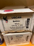 2 BOXES OF 100PCS 1/4 X 1 1/4 HEX HEAD CONCRETE SCREWS