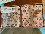 2 PKGS OF 6-PACK SQUARE PRINTED COASTER, RED SNOWFLAKE