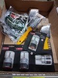 BOX LOT - 4 SINGLE-HANDLE FAUCET CARTRIDGE, 4 OF 50 ML PAINT BRUSHES, AND 7 TACK CLOTHS