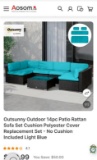 PATIO RATTAN SOFA REPLACEMENT CUSHION COVERS