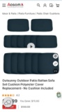 PATIO SOFA REPLACEMENT CUSHION COVERS- BLUE
