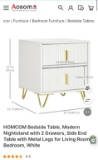 WHITE 2 DRAWER MODERN NIGHTSTAND