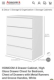 WHITE 4 DRAWER CHEST/CABINET