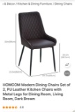 SET OF 2 PU LEATHER KITCHEN CHAIRS