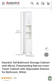 TALL NARROW BATHROOM STORAGE CABINET WITH MIRROR