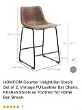 SET OF 2 VINTAGE PU LEATHER BAR STOOLS