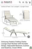 OUTDOOR FOLDING LOUNGE CHAIR WITH CUSHION