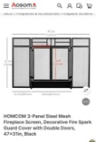 3 PANEL STEEL MESH FIREPLACE SCREEN