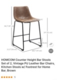 SET OF 2 VINTAGE PU LEATHER BAR STOOLS
