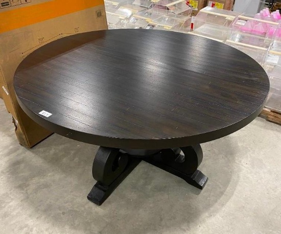 5 FOOT ROUND 2 INCH THICK FARMHOUSE TABLE WITH ARCHITECTURAL BASE ...