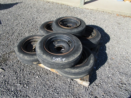6) USED 4 LUG BUSHHOG WHEELS + TIRES