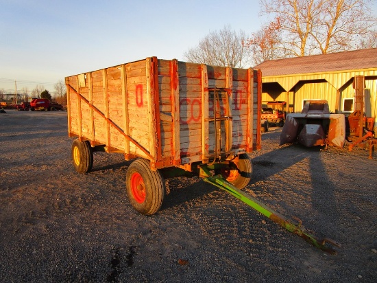 WOODEN DUMP WAGON ON JD GEAR
