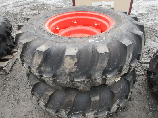 PAIR TITAN 14.9-24 W/ 6 LUG RIMS