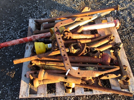 PALLET OF PTO SHAFTS + DRAWBAR