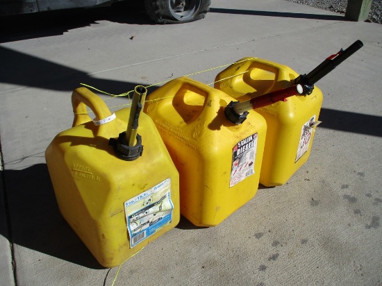 3) PLASTIC FUEL JUGS