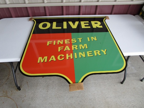 OLIVER FINEST IN FARM MACHINERY  VINYL SIGN FIBER GLASS