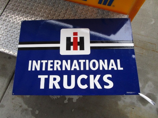INTERNATIONAL TRUCKS PORCELAIN COATED SIGN