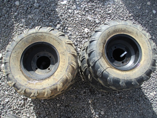 SET OF SMALL ATV TIRES & RIMS USED