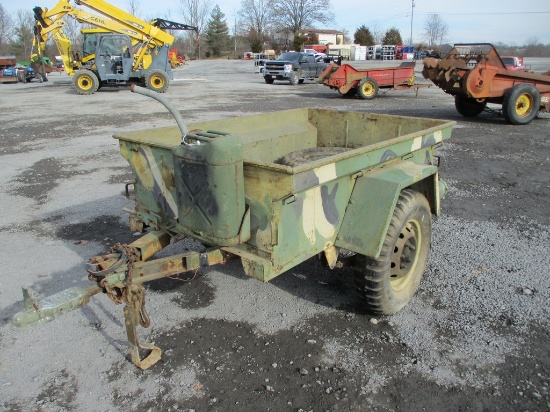 MILITARY TRAILER W SPARE TIRE & FUEL JUG